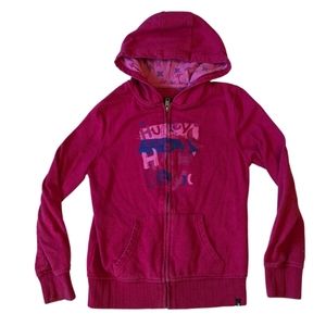 Hurley sz7/8 fuschia zippered hooded jacket GUC